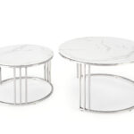 Nest of coffee tables Houston 1503 (Silver + White marble)