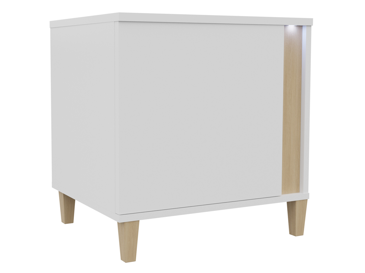 Bedside Table Florem I White Glossy White Light Wood — product image