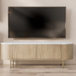 TV stand Comfivo Livtena (White marble + Golden)
