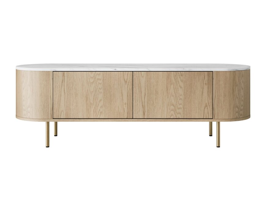 TV stand Comfivo Livtena (White marble + Golden)