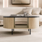 Coffee table Comfivo Livtena (Black marble + Black)