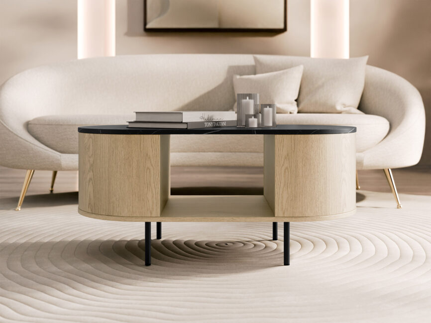 Coffee table Comfivo Livtena (Black marble + Black)