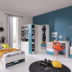 Bed Camteso 112 (White + Oak + Turquoise)