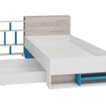 Bed Camteso 112 (White + Oak + Turquoise)