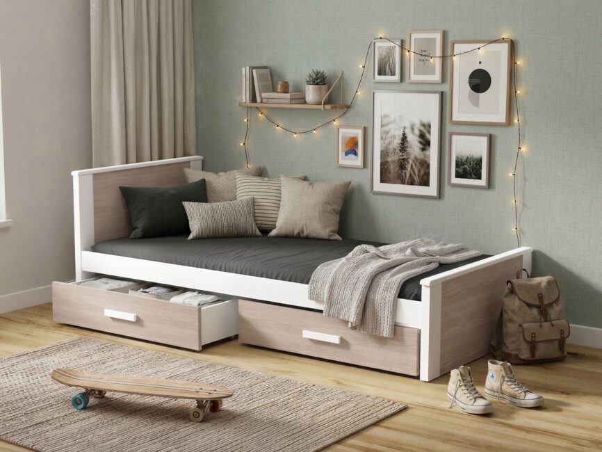 Bed Henderson 116 (White + Sonoma oak)