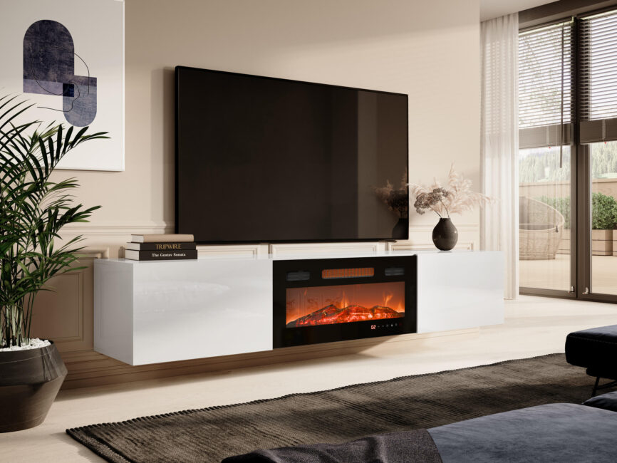 TV stand Imago I (White + Glossy white)