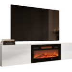 TV stand Imago I (White + Glossy white)
