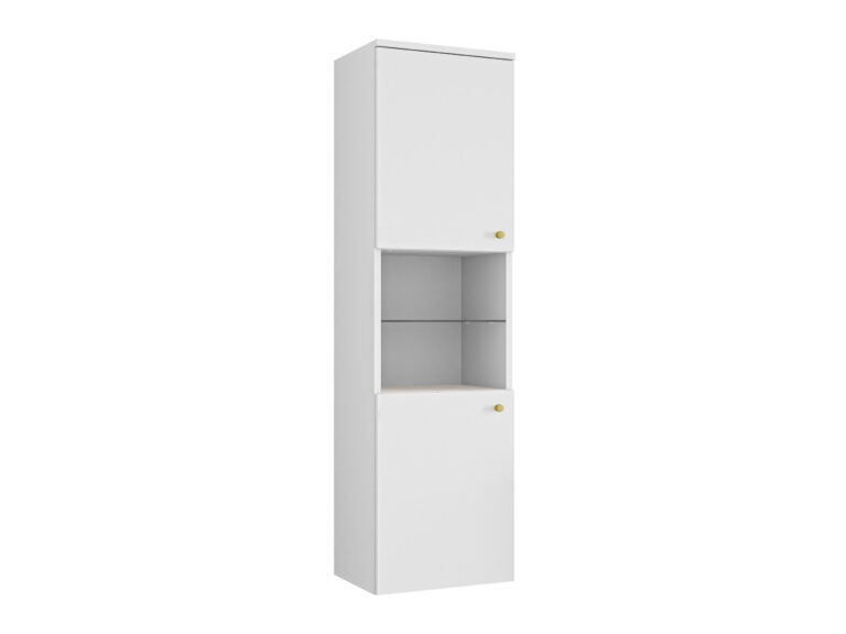 Wall-mounted bathroom cabinet Salus (White + White marble)