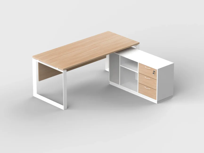 Modena L-Shape Executive Desk with Removable Side Cabinet
