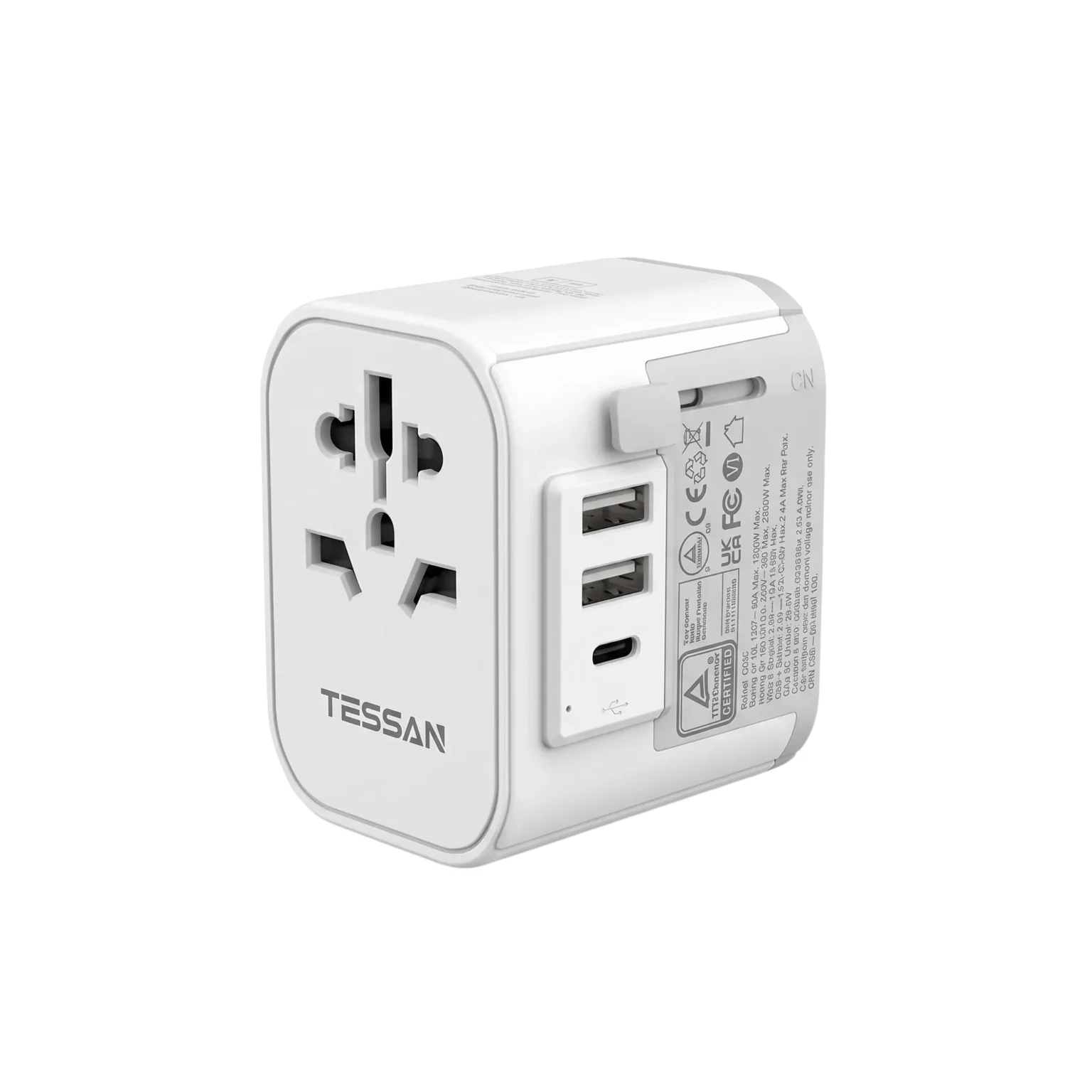 TESSAN Universal Travel Adapter with USB-A & USB-C, 22.5W International Plug Adapter
