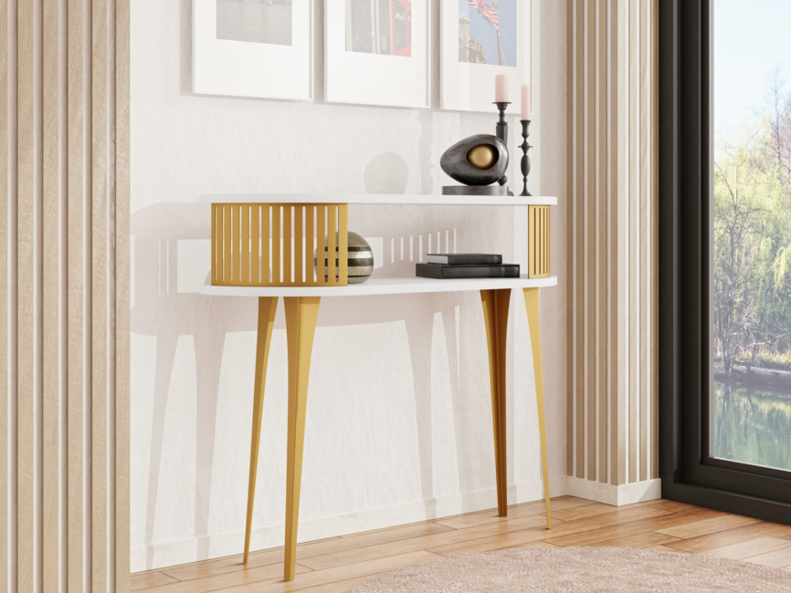 Console Table Vitum I (Golden + White) photo 2