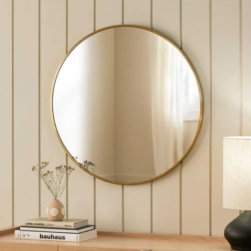 Mansfield Small Round Wall Mirror - Brass photo 1