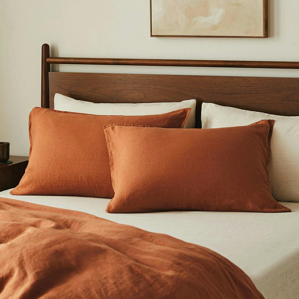 Alto King Linen Sham Set - Clay photo 1