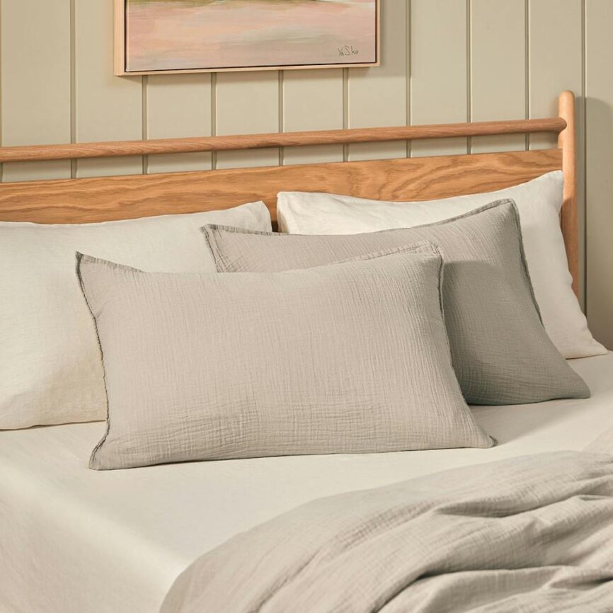 Leni King Cotton Gauze Sham Set - Light Taupe photo 1