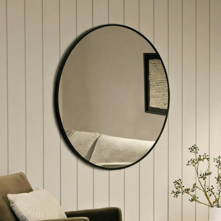 Mansfield Large Round Wall Mirror - Black