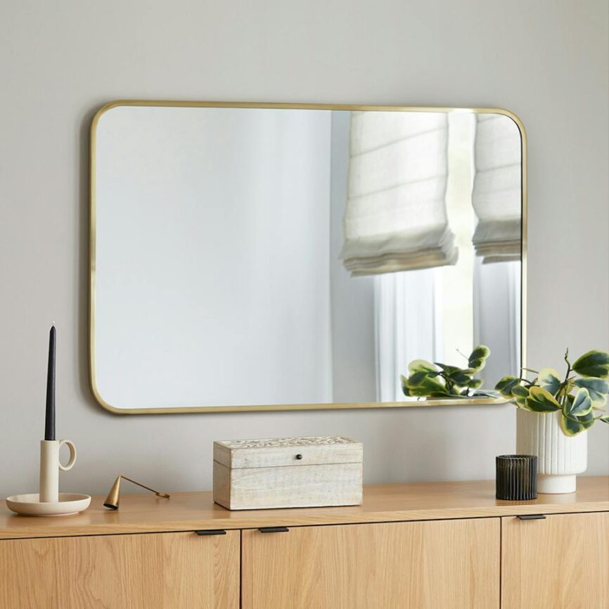 Mansfield Rectangular Wall Mirror - Brass photo 1