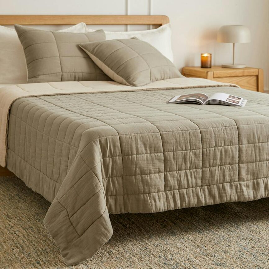 Leni King Cotton Gauze Quilt - Duo Taupe photo 1