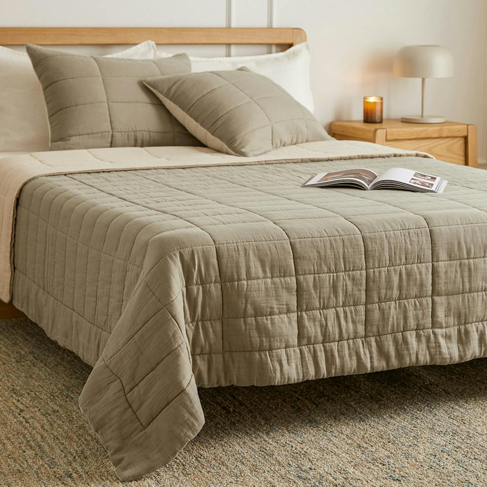 Leni King Cotton Gauze Quilt - Duo Taupe photo 1