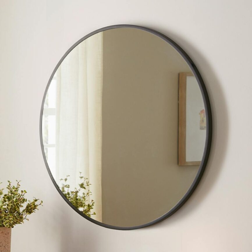 Mansfield Small Round Wall Mirror - Black photo 1