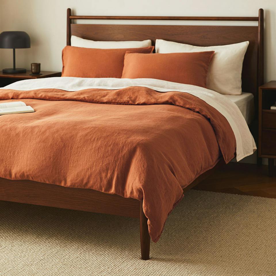 Alto King Linen Duvet Cover - Clay photo 1