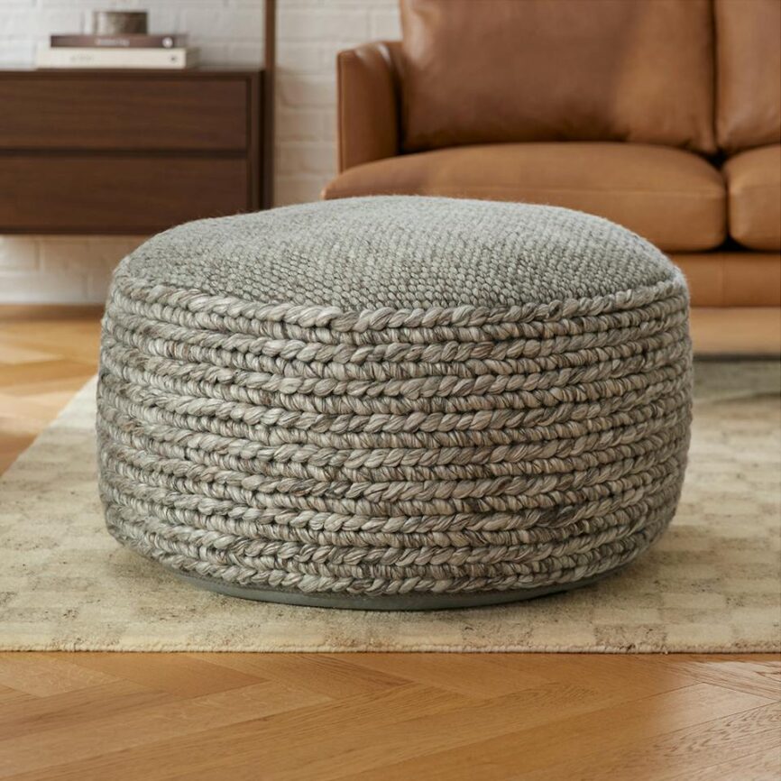 Hira 30" Pouf - Metal Gray photo 1