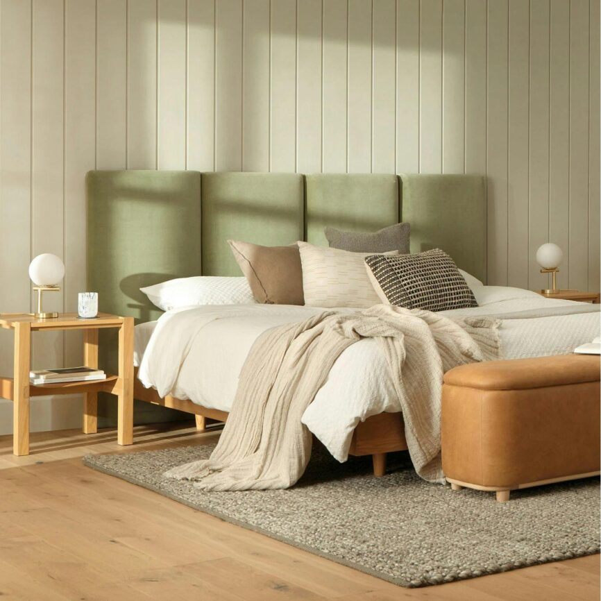 Noel King Velvet Headboard - Plush Pacific Sage