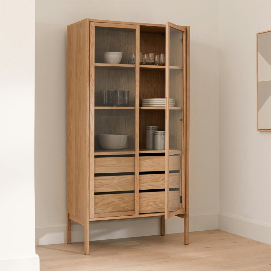 Mysen 35.5" Glass Cabinet - Natural Oak
