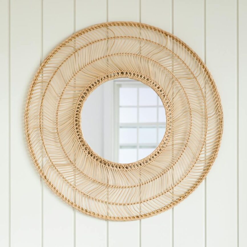 Meron Round Wall Mirror - Natural photo 1