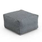 Priya 25.5" Pouf - Blue Blockprint detail photo 2