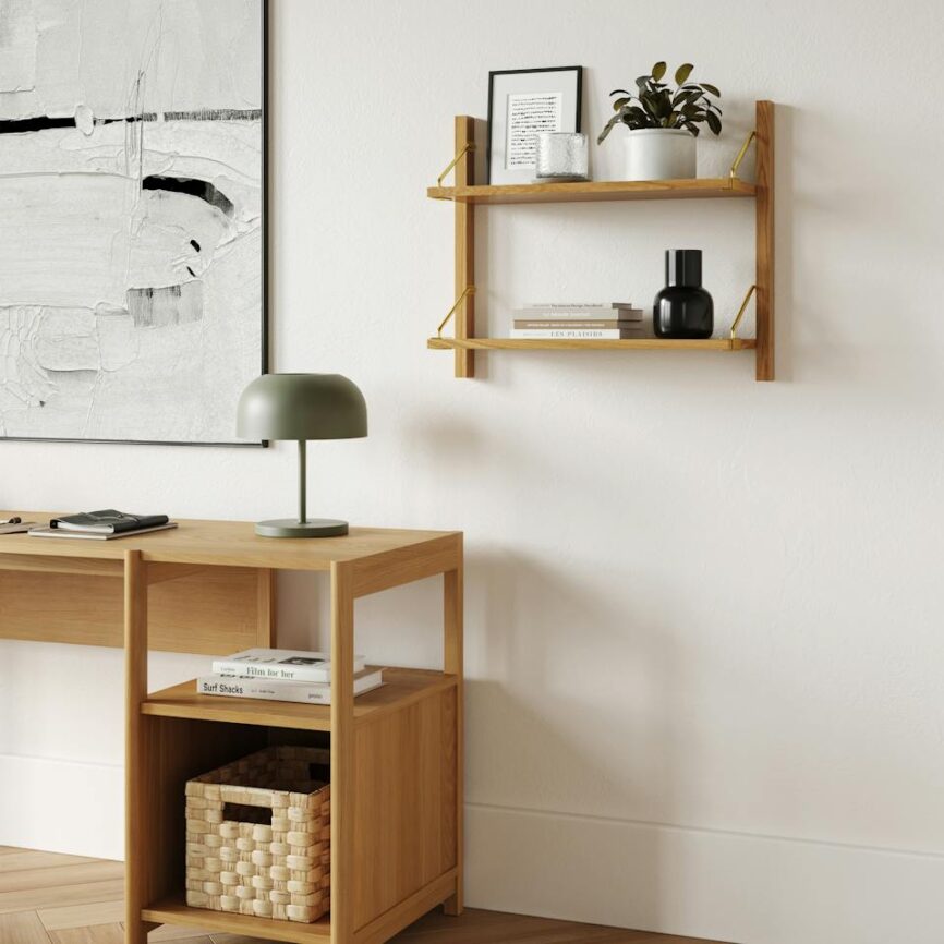 Stark 25" 2-Tier Shelving Unit - Oak photo 2