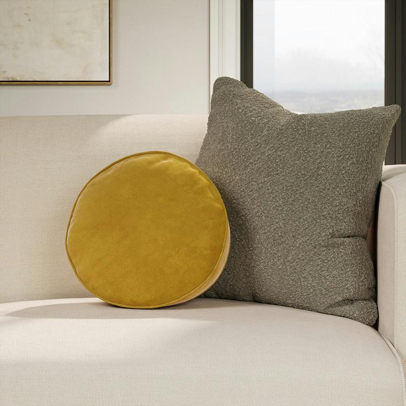 Bonnie Velvet Round Pillow - Plush Yarrow Gold photo 1