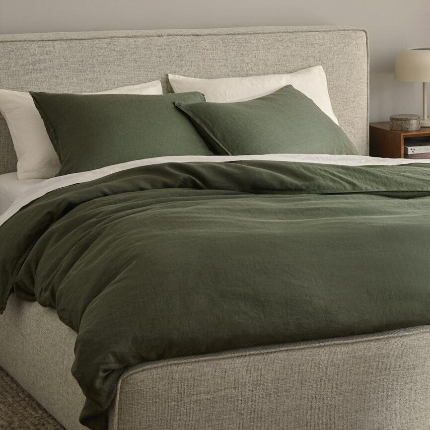 Alto King Linen Duvet Cover - Green photo 2