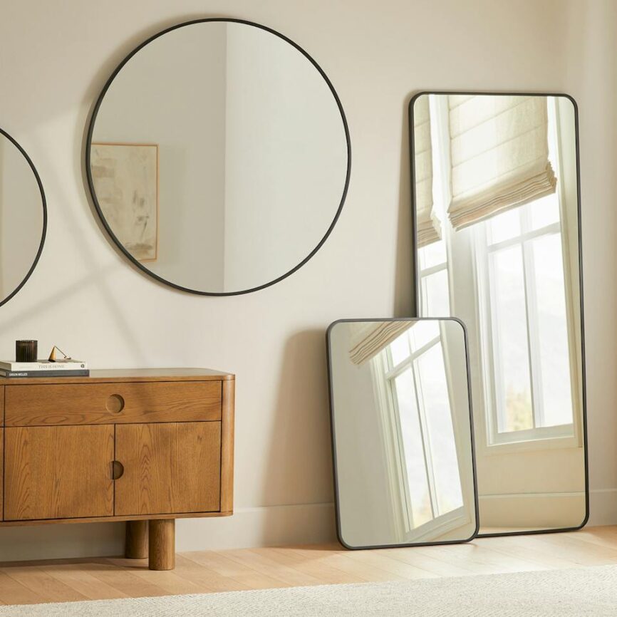 Mansfield Rectangular Wall Mirror - Black photo 2