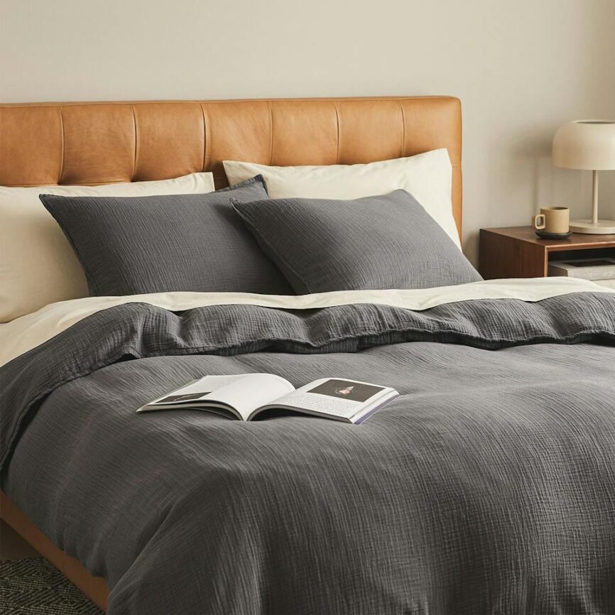 Leni King Cotton Gauze Sham Set - Charcoal photo 2