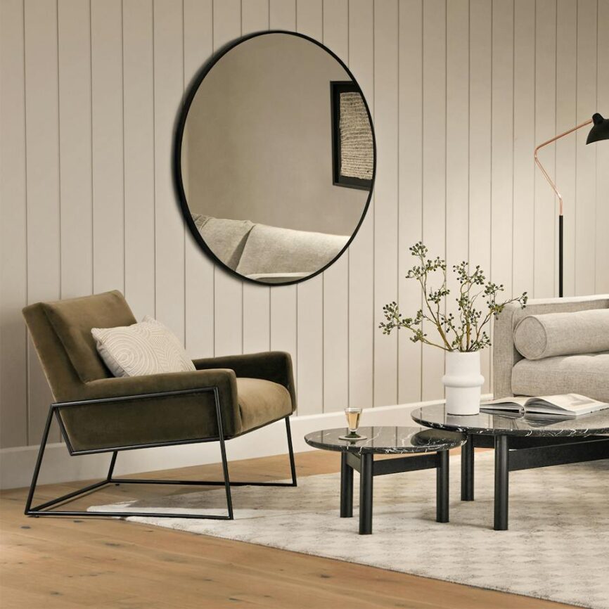 Mansfield Large Round Wall Mirror - Black photo 2
