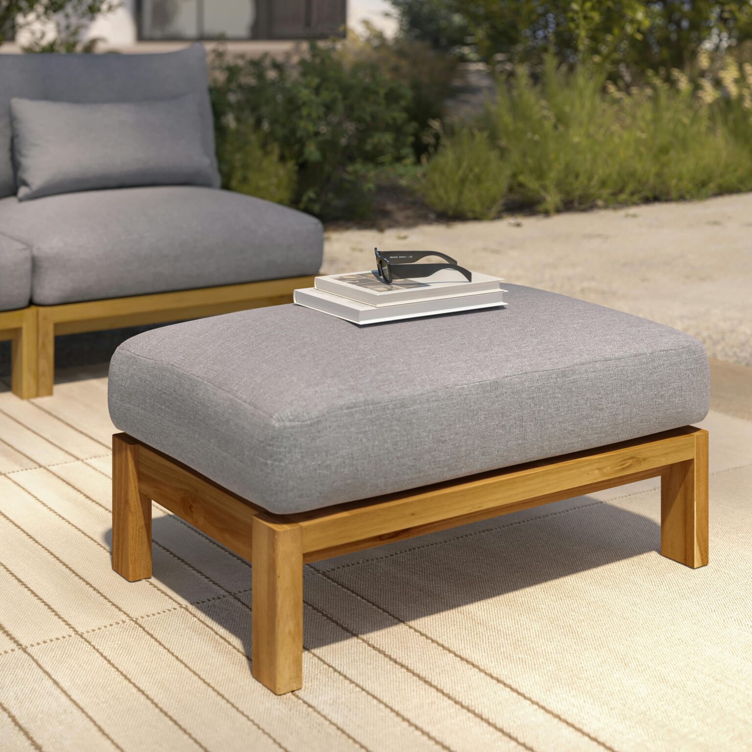 Cove 34.25" Outdoor Ottoman - Basket Gray