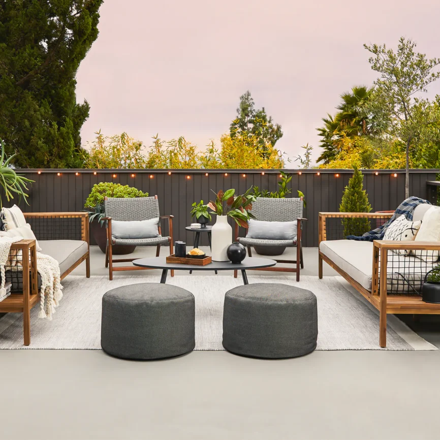 Olara 25" Indoor/Outdoor Pouf - Met Black