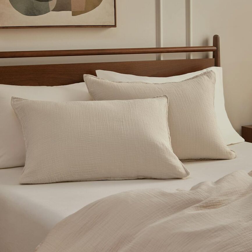 Leni King Cotton Gauze Sham Set - Taupe photo 1