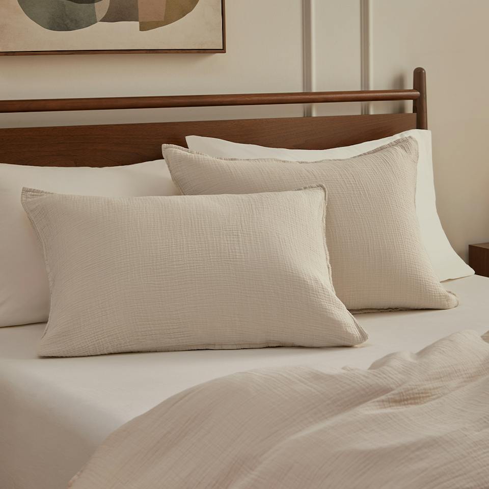 Leni King Cotton Gauze Sham Set - Taupe photo 1