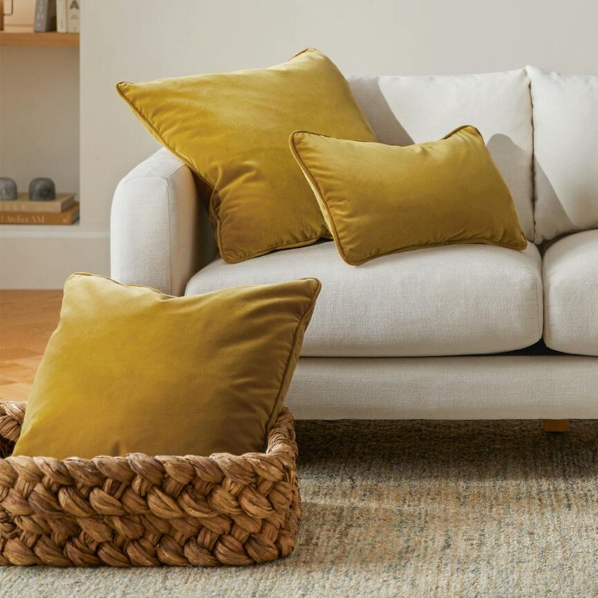 Lucca Velvet Small Pillow - Plush Yarrow Gold photo 2