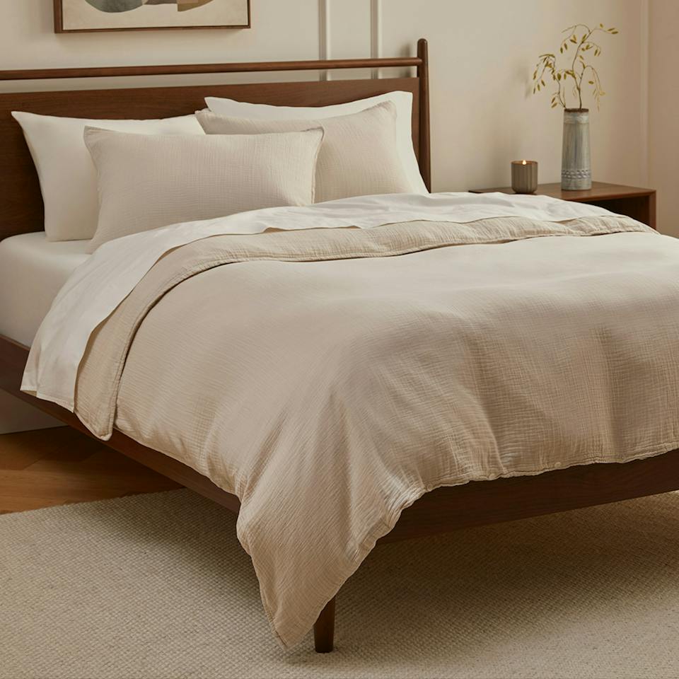 Leni King Cotton Gauze Duvet Cover - Light Taupe photo 1