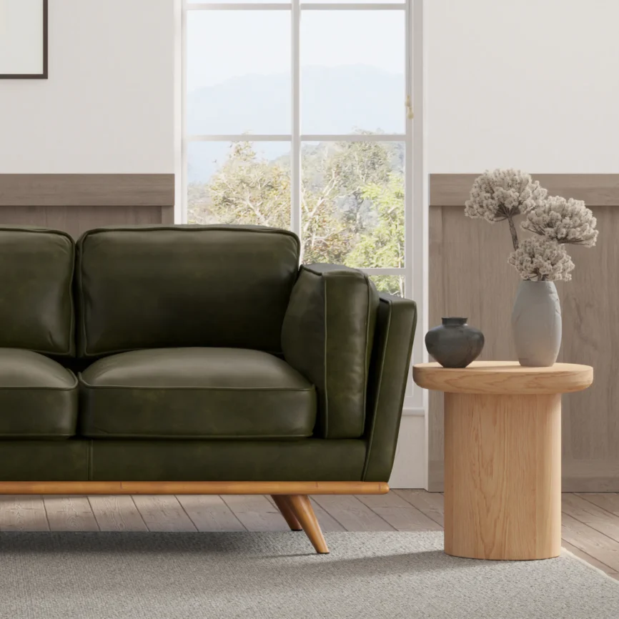 Timber 90" Leather Sofa - Charme Green