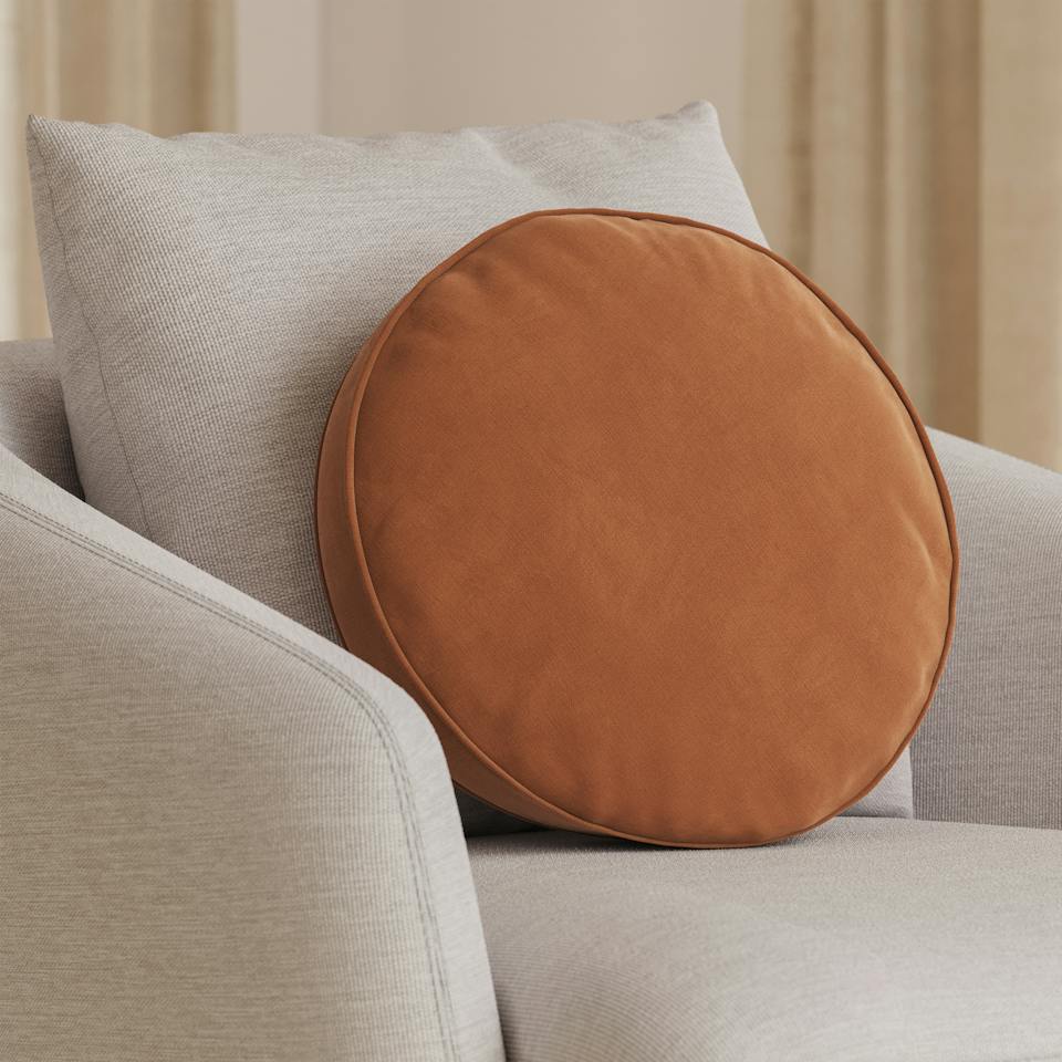 Bonnie Velvet Round Pillow - Plush Pacific Rust photo 1
