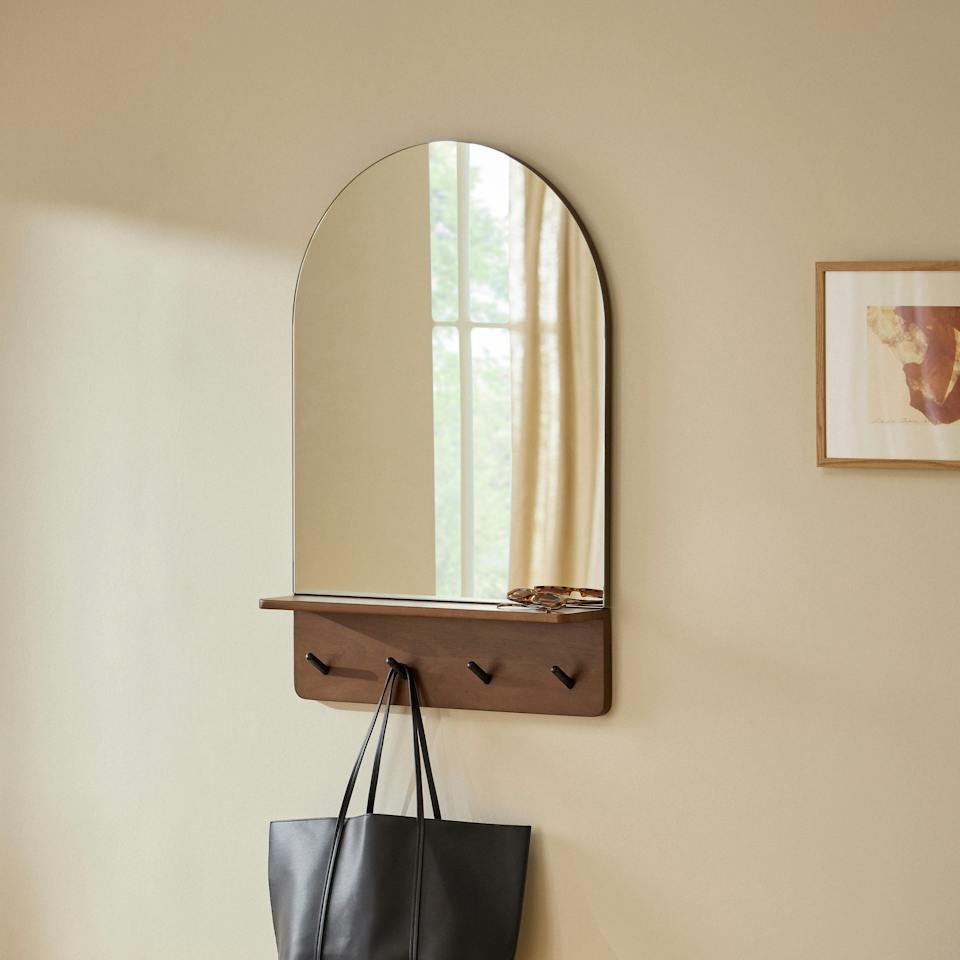 Williams 24" Shelf, Coat Rack, and Mirror - Black and Walnut photo 1