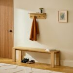 Williams 24" Shelf and Coat Rack - Brass and Oak photo 2