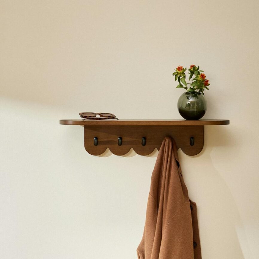 Shelly 24.5" Shelf and Coat Rack - Black and Walnut photo 1