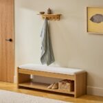 Shelly 24.5" Shelf and Coat Rack - Brass and Oak photo 2