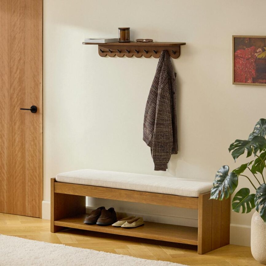 Shelly 38" Shelf and Coat Rack - Black and Walnut photo 2