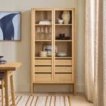 Mysen 35.5" Glass Cabinet - Natural Oak