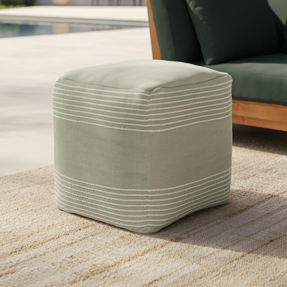 Mika 16" Indoor/Outdoor Pouf - Ridge Taupe photo 1